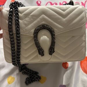 Elegant Cream Chevron Crossbody Bag